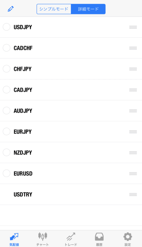 MT4・MT5 スマホアプリ 通貨ペア追加