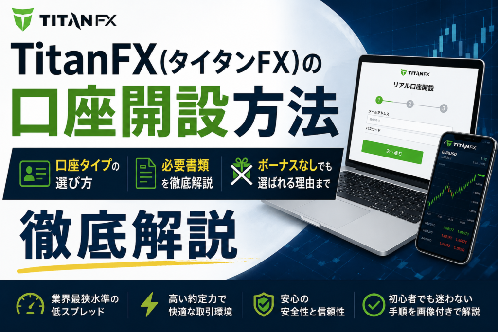 TitanFX(タイタンFX)の口座開設方法|口座タイプの選び方・必要書類・ボーナスなしでも選ばれる理由まで徹底解説