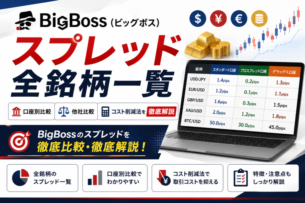 BigBoss(ビッグボス)のスプレッド全銘柄一覧|口座別比較・他社比較・コスト削減法を徹底解説