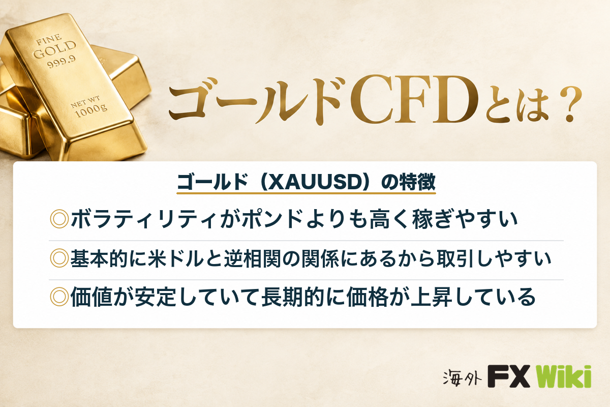ゴールドCFDとは？ゴールド（XAUUSD）の3つの特徴