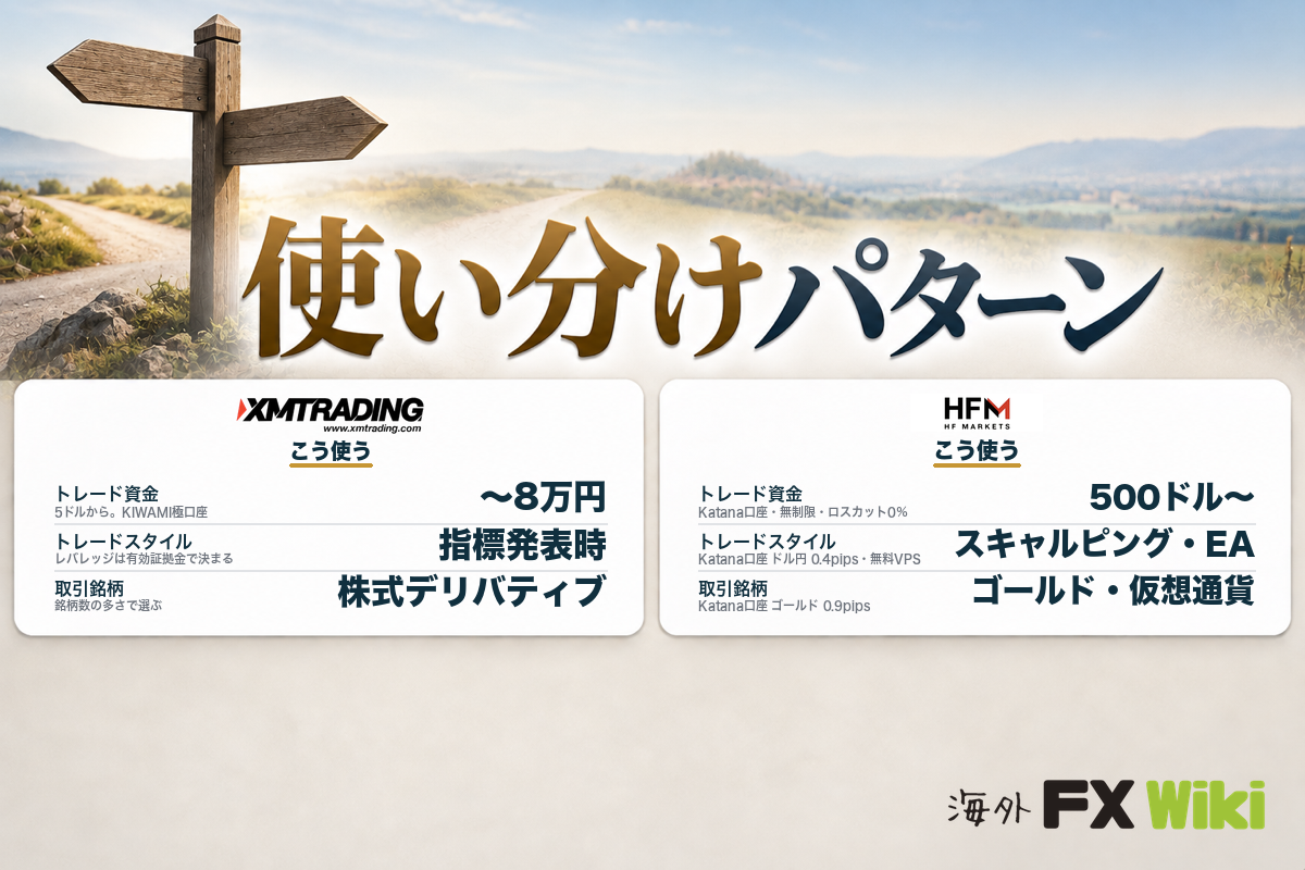 XM TradingとHFMの使い分けパターン