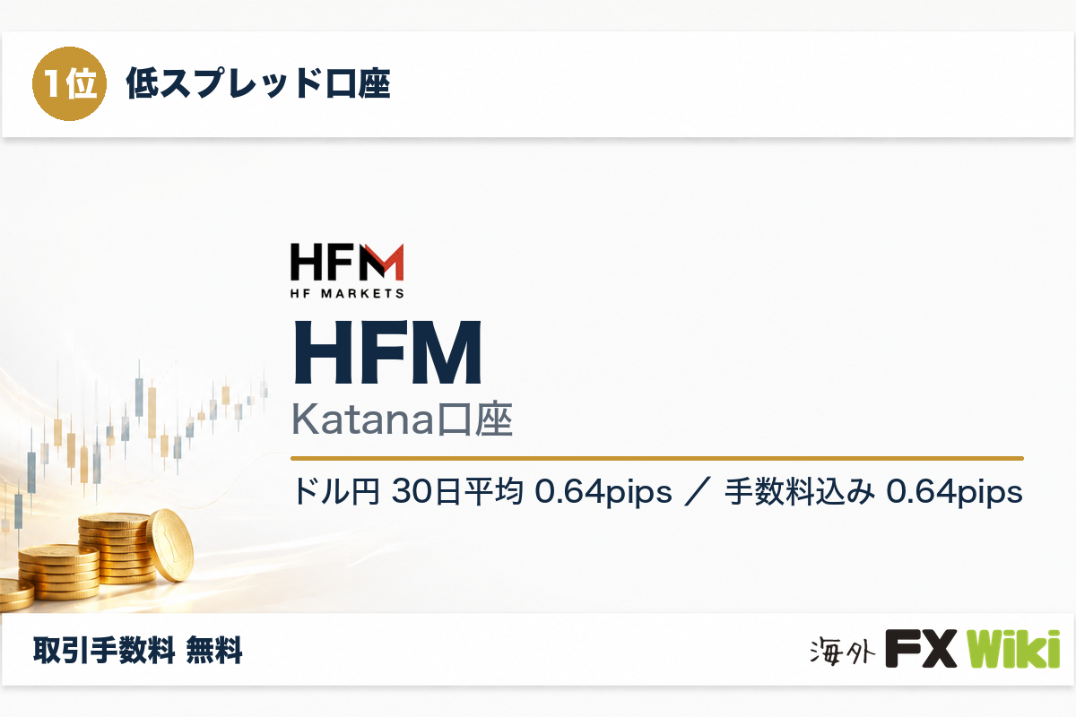 1位 HFM Katana口座（低スプレッド口座・30日実測）