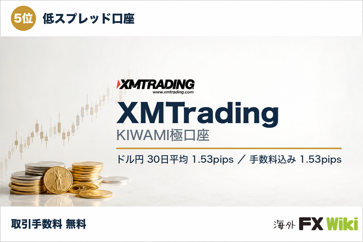 5位 XMTrading KIWAMI極口座（低スプレッド口座・30日実測）