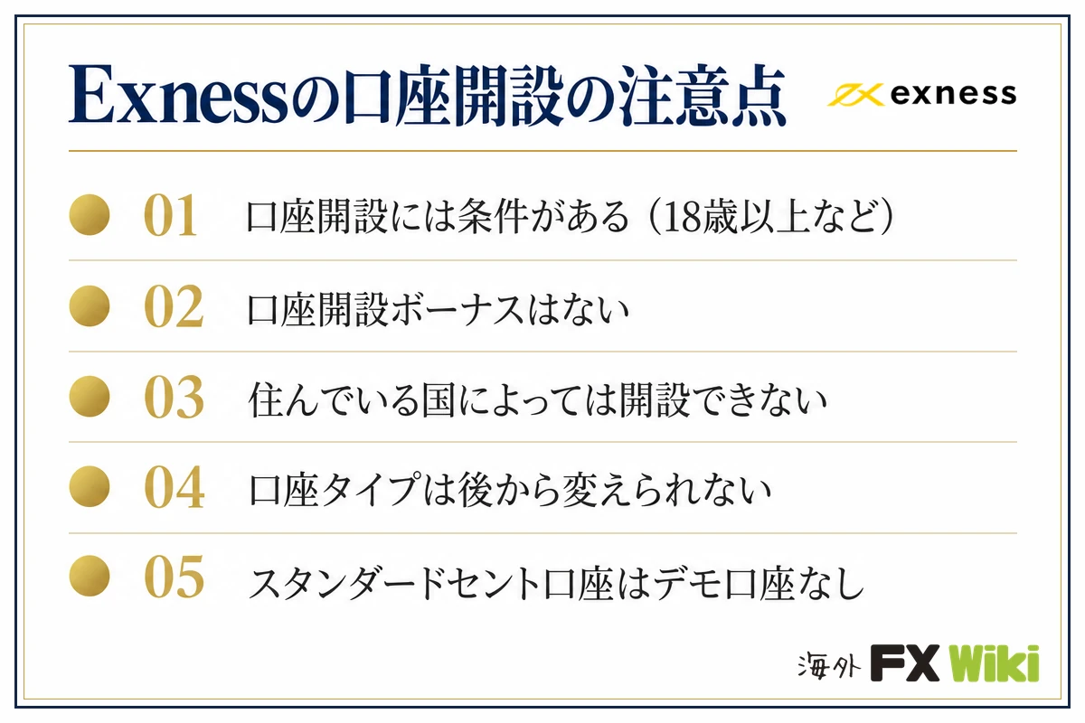 Exnessの口座開設の注意点